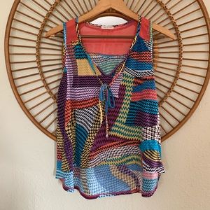 Tea n Rose Graphic Print High Low Tank Top